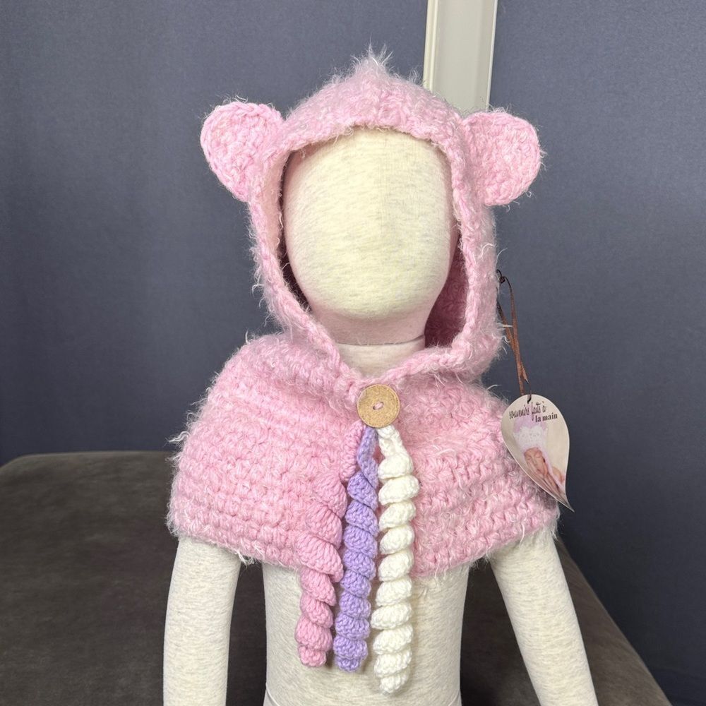 Daisy Baby Kids Cute Pink Bear Cowl Hat Beanie One Size NEW